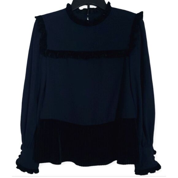 CROSBY by Mollie Burch Wilkins Nightfall blouse in Navy/ Black Size XS - Picture 3 of 8